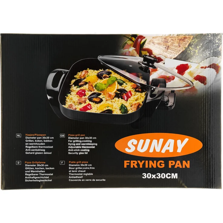 Elektrische Multifunktionspfanne 30 x 30 cm - Pizzapfanne 1500W in Schwarz – Bild 6