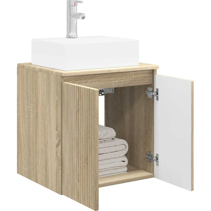 vidaXL Wandmontierter Waschbeckenunterschrank Sonoma-Eiche 890414 – Bild 3