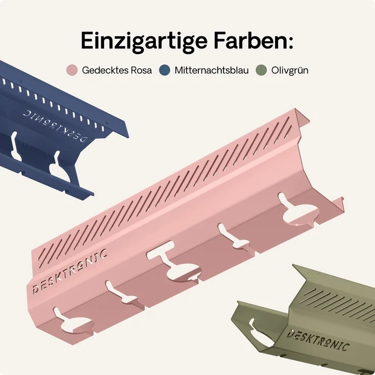 Desktronic Kabelkanal Schreibtisch, 2x43cm, Hochwertiger Stahl, Kabel Organizer für Kabelführung Rosa – Bild 6