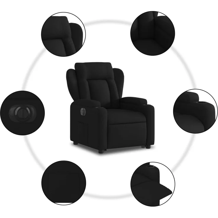 vidaXL Relaxsessel mit Aufstehhilfe Elektrisch Schwarz Stoff 3204508 – Bild 7