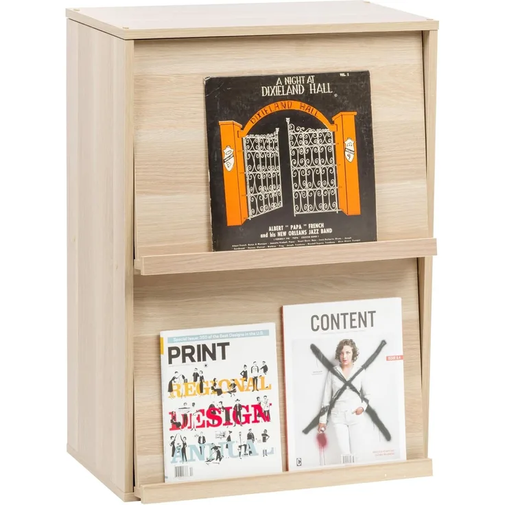 Iris Ohyama, Möbel, Bücherregal, Aufbewahrungsregal, 2 Klapptüren, Design, Modern, Mehrzweck, Büro, Schlafzimmer, Wohnzimmer - Flap Rack CHR-2 - Hellbraun