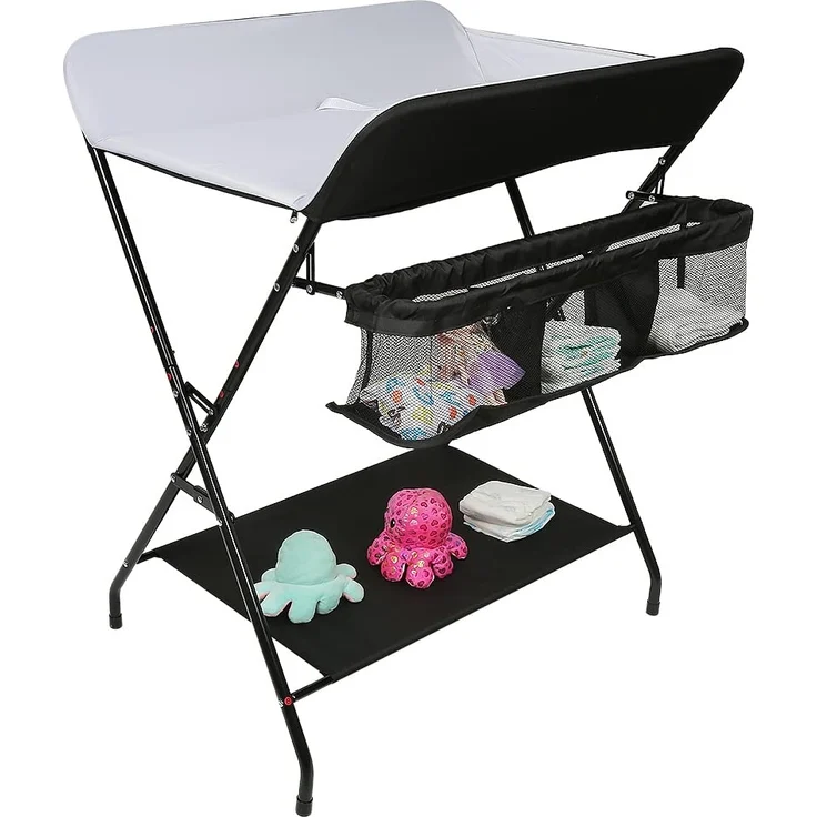 Wickeltisch und Badewanne 2-in-1 für Babys - Von Geburt bis 12 Monate (bis zu 25 kg) - Faltbar und Tragbar (Grau) – Bild 5