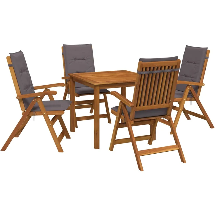 vidaXL 5-teiliges Garten-Esszimmer-Set 4-Sitzer Anthrazit 3434597 – Bild 2