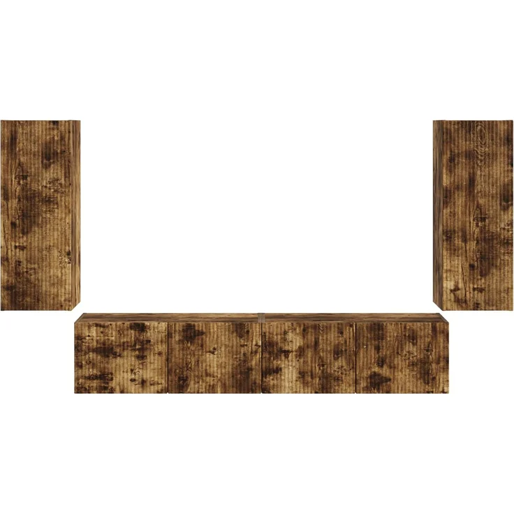 vidaXL TV-Wandregal-Set 4 pcs Geräucherte Eiche Holzwerkstoff 3408921 – Bild 7