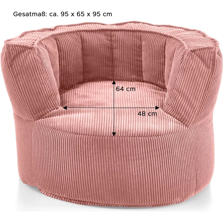 Sitzsack Snuggle in Rosa - gemütliches Design - Top Qualität für Ihr Zuhause B/H/T: 95x65x95 cm – Bild 3