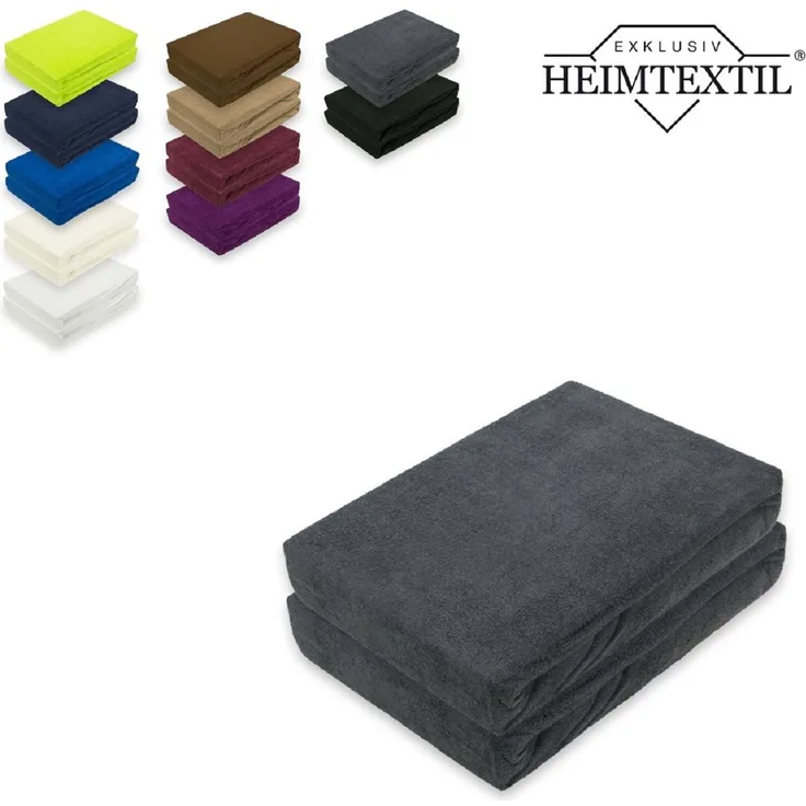Doppelpack Marke Frottee Spannbettlaken Anthrazit 140 x 200 cm