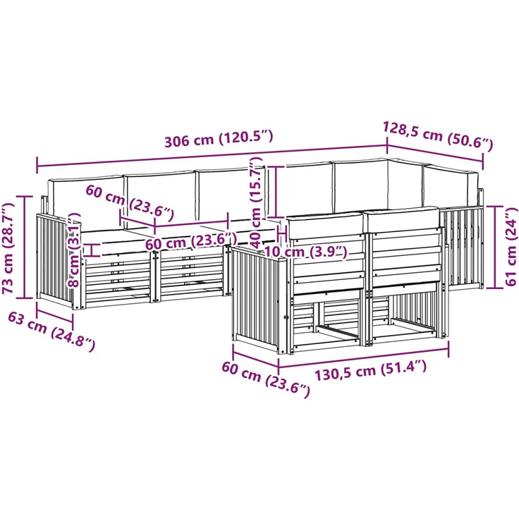 vidaXL Outdoor-Sofagarnitur 8 stk. 8-Sitzer Weiß und Hellgrau 3392031 – Bild 8