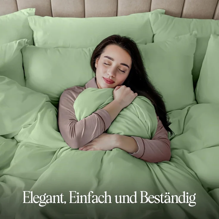 Utopia Bedding Bettwäsche 200x200 Set - Mikrofaser Bettbezug 200x200 cm + 2 Kissenbezüge 50x75 cm - Salbeigrün – Bild 10
