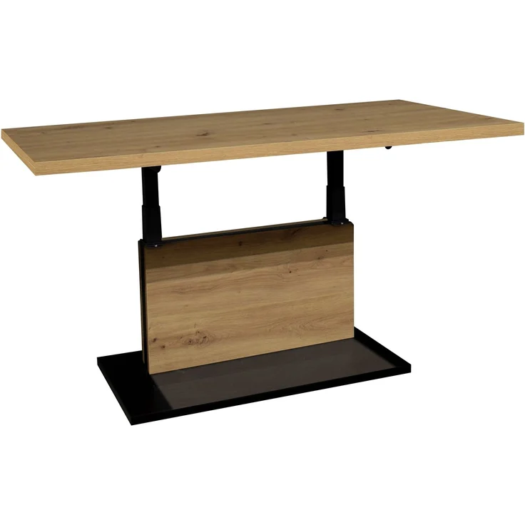 Couchtisch >Lift< höhenverstellbar, Asteiche Dekor / schwarz - 120x49/68x70cm (BxHxT) – Bild 4