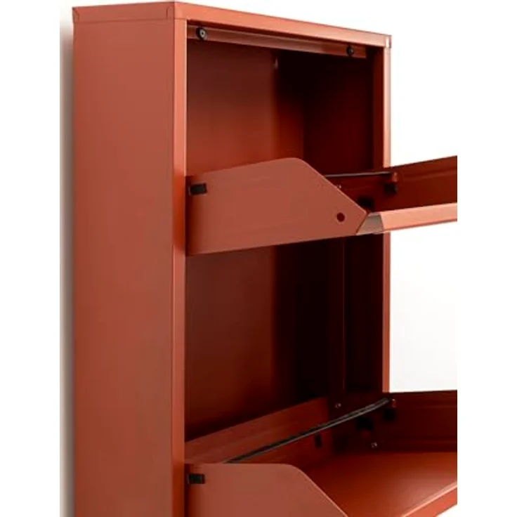 Kare Design Schuhschrank Caruso, Braun, Metall, mit 5 Klappen, Schuhablage für 6 Paar Schuhe, schmal, platzsparend, hoch, Schuhregal, Eingangsbereich, 173 x 50 x 15 cm – Bild 4