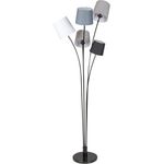 riess-ambiente Stehlampe LEVELS 176cm schwarz grau, ohne Leuchtmittel, Stehleuchte · Retro · Leinenstoff-Schirm · Marmor