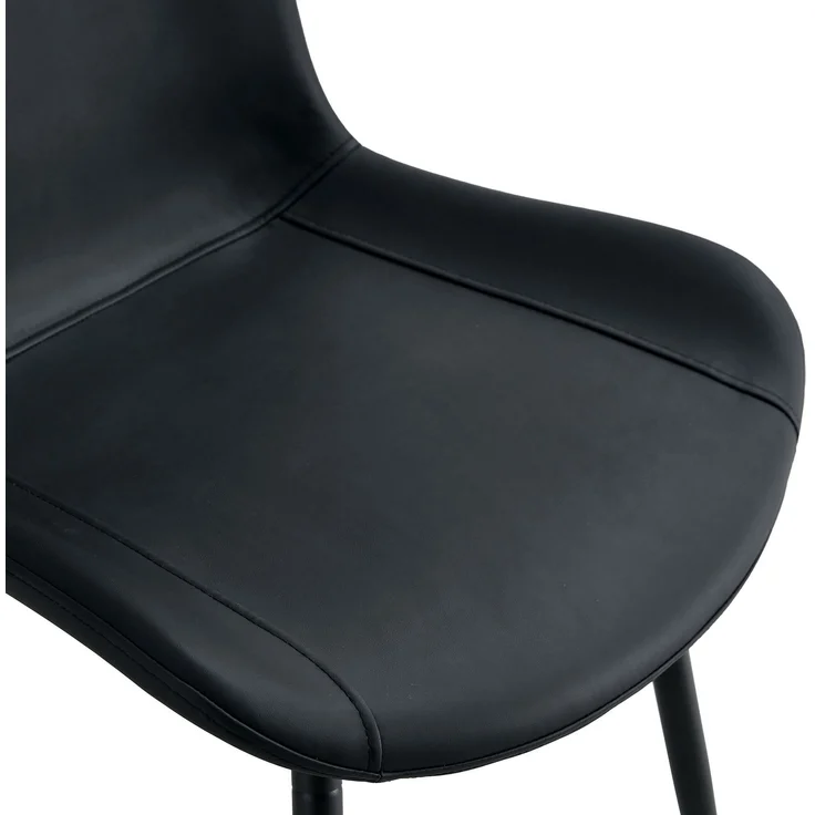Essgruppe mit rundem Tisch Ø 100x76 cm, Glasablage & 4 PU-Stühlen, Braun/Schwarz – Bild 7