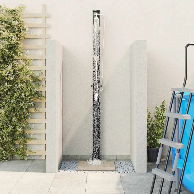 vidaXL Außen Solardusche Schwarz 217 cm PVC und Aluminium 42003409 – Bild 5