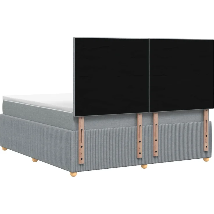 vidaXL Boxspringbett mit Matratze Hellgrau 180 x 200 cm Stoff 3454452 – Bild 8