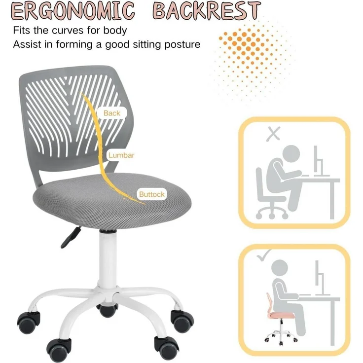 Schreibtischstuhl Ergonomisch Verstellbarer Drehstuhl Bürostuhl Stoff Grau – Bild 5