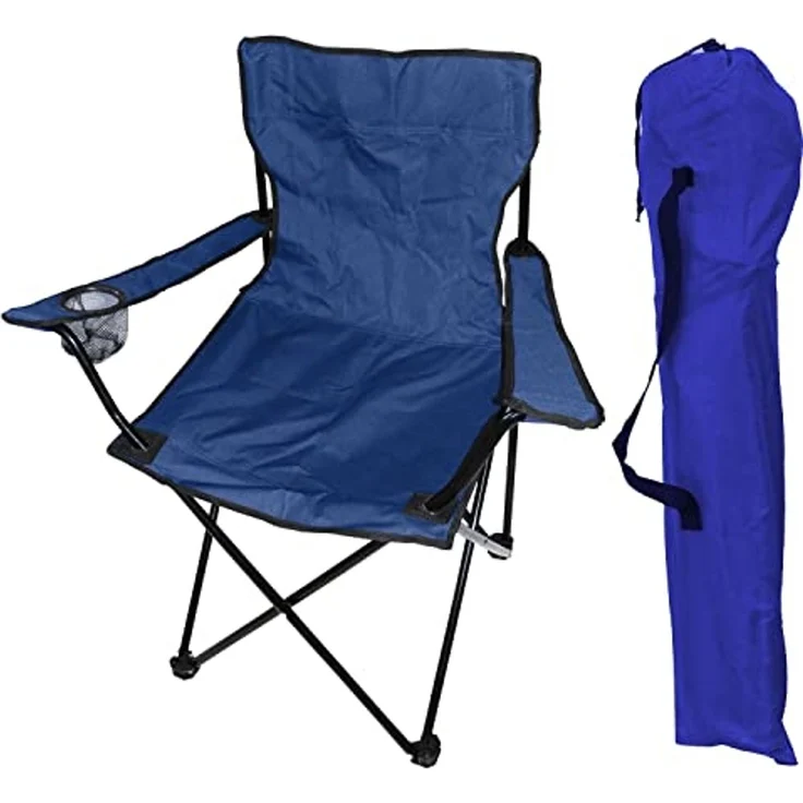 Anglersessel Campingstuhl Getränkehalter Campingstuhl Tasche Blau – Bild 4