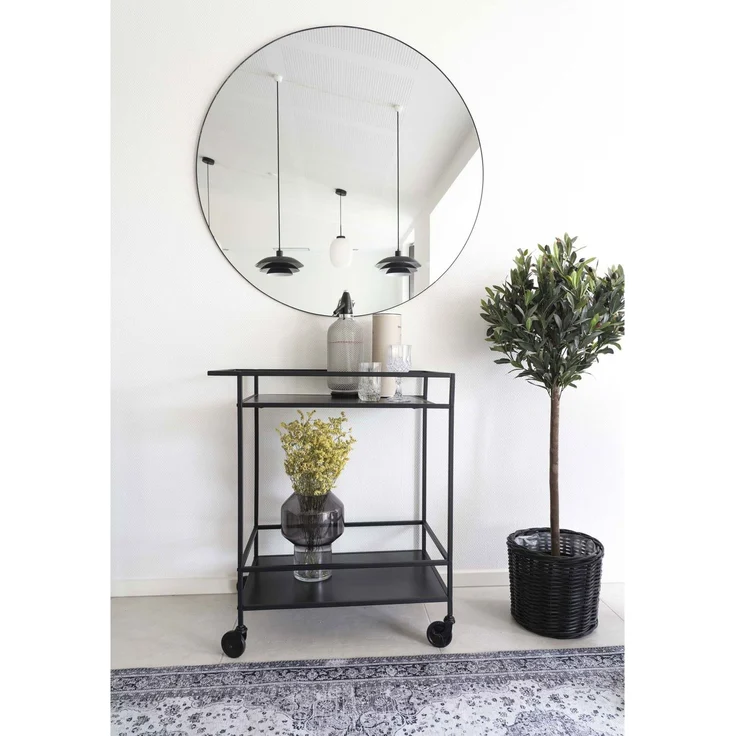 House Nordic Barwagen mit 2 Einlegeböden, schwarz, schwarzes Gestell, 68x40x79 cm – Bild 6