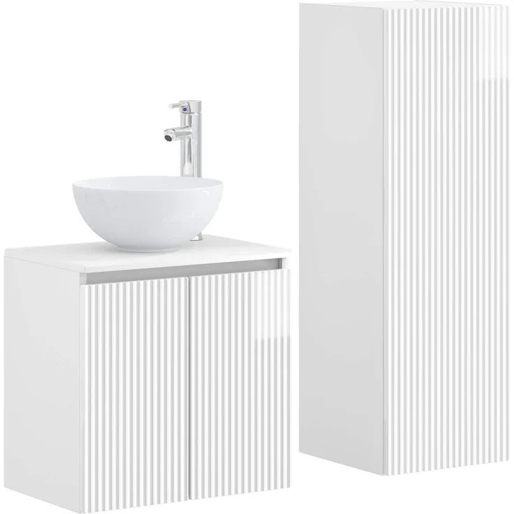 vidaXL Badezimmerschrank-Set 2 stk. Hochglanz Weiß 33 x 34,5 x 100 cm 3406117 – Bild 2