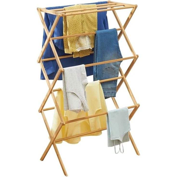 Wäscheständer Bambus 3 Ebenen Turmtrockner naturfarben 110 cm klappbar mDesign – Bild 7