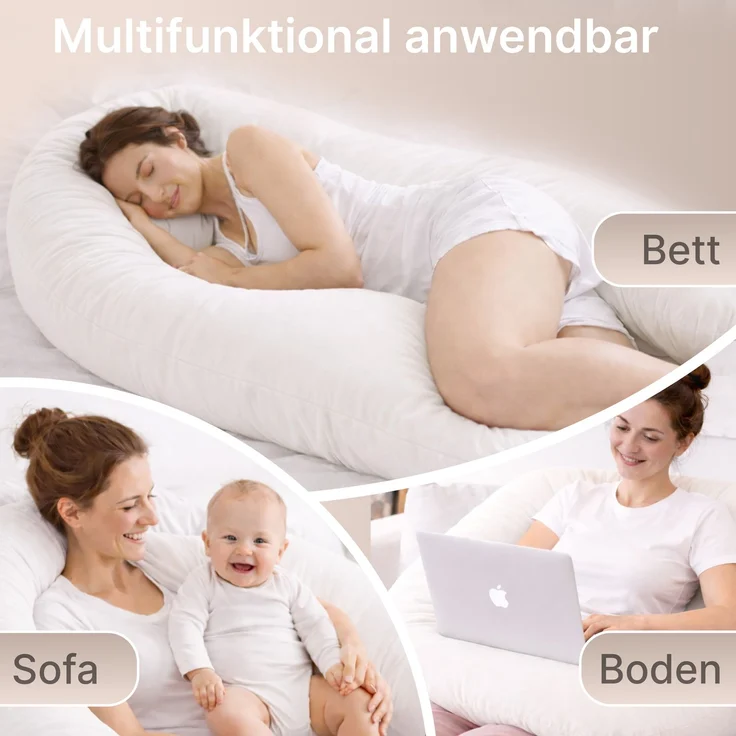 ELONEO Seitenschläferkissen XXL - Multifunktionskissen mit Bezug, formstabil, druckentlastend, bequem – Bild 4