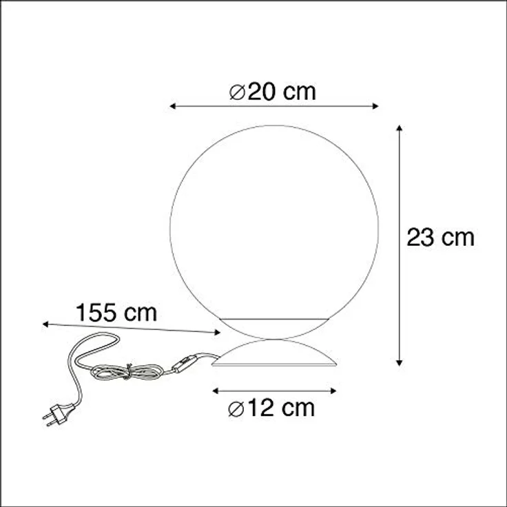 QAZQA Pallon Art Deco Tischlampe Messing mit blauem Glas, Kugel-Design, dimmbar, E27, 23 cm hoch – Bild 4