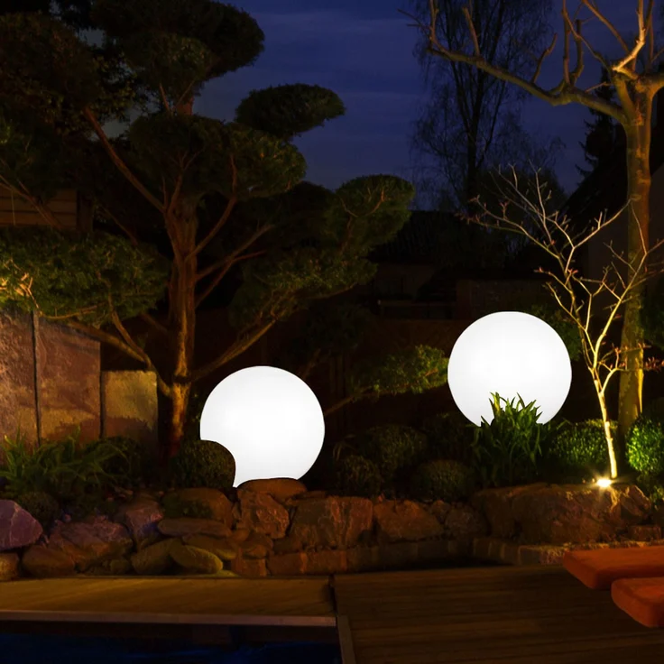 3er Set LED Außen Solarleuchten, Kugel weiß, 15 und 20 cm – Bild 7