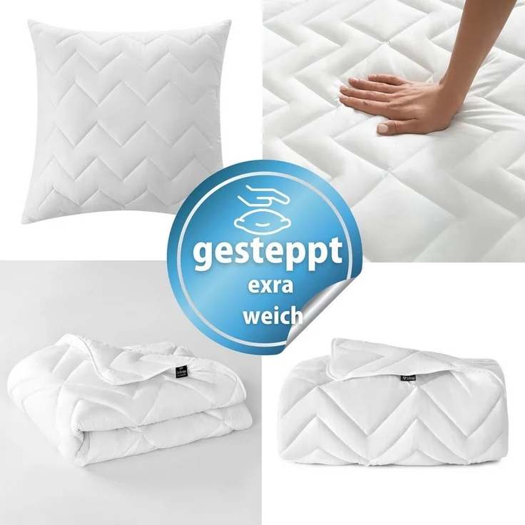 SEI Design Einziehdecke SET 2x Mikrofaser Winter Bettdecken 135x200 + 2x Kissen 80x80, Füllung: Polyester, kochfest – Bild 3