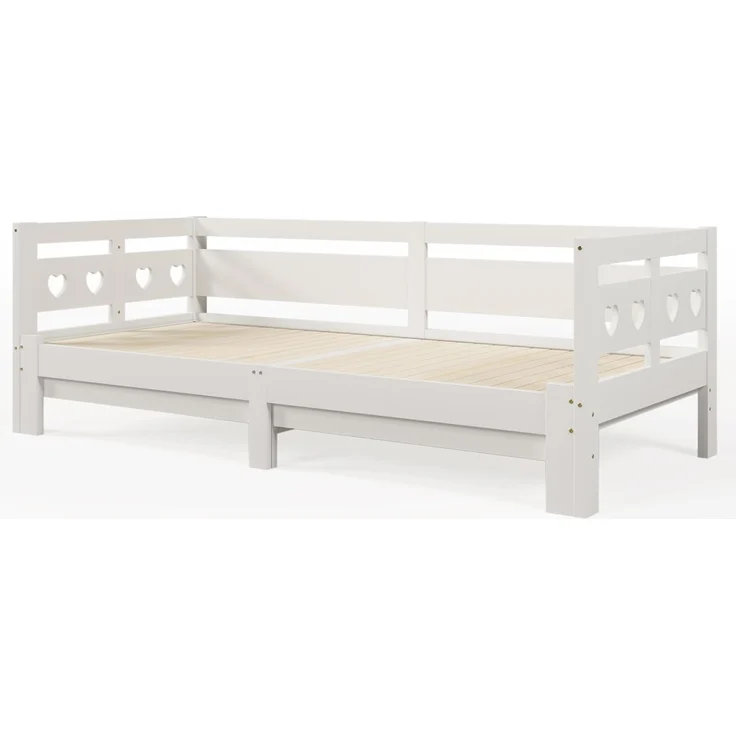 SOFTWEARY Kinderbett Ausziehbett mit Lattenrost und ausziehbarer Liegefläche (90x200 cm/180x200 cm), Holzbett aus Kiefer, Jugendbett – Bild 3