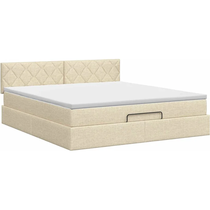 vidaXL Ottoman Bett mit Matratze mit Kopfteil Creme 140 x 190 cm Stoff 3456411 – Bild 8