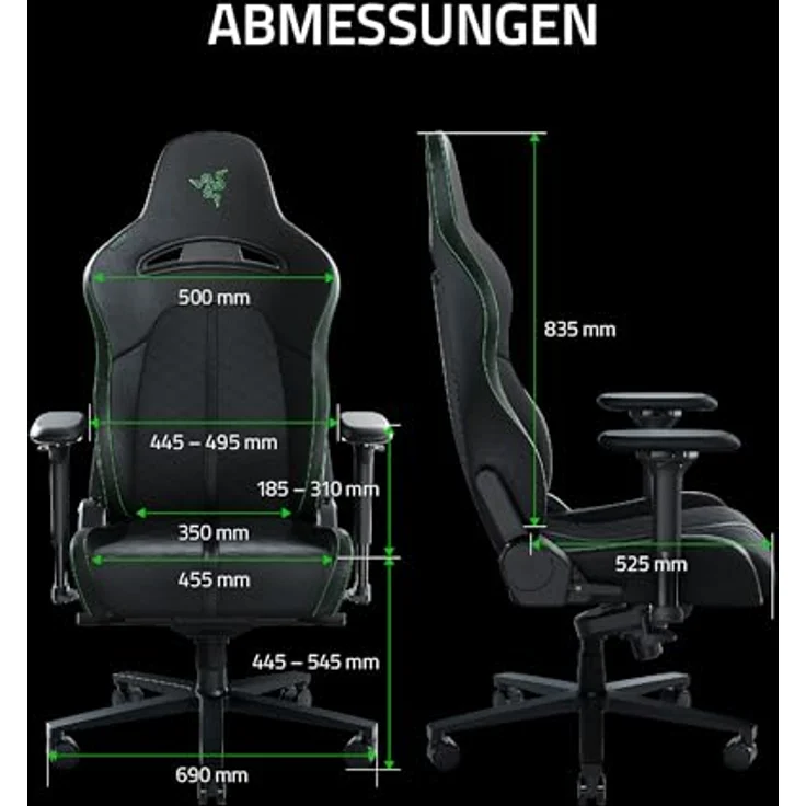 Razer Enki - Stuhl - Armlehnen - T-förmig - Neigen - Drehgelenk - hochdichter Polyurethan-Formschaum, Elastomer-Polyurethan (EPU) – Bild 4