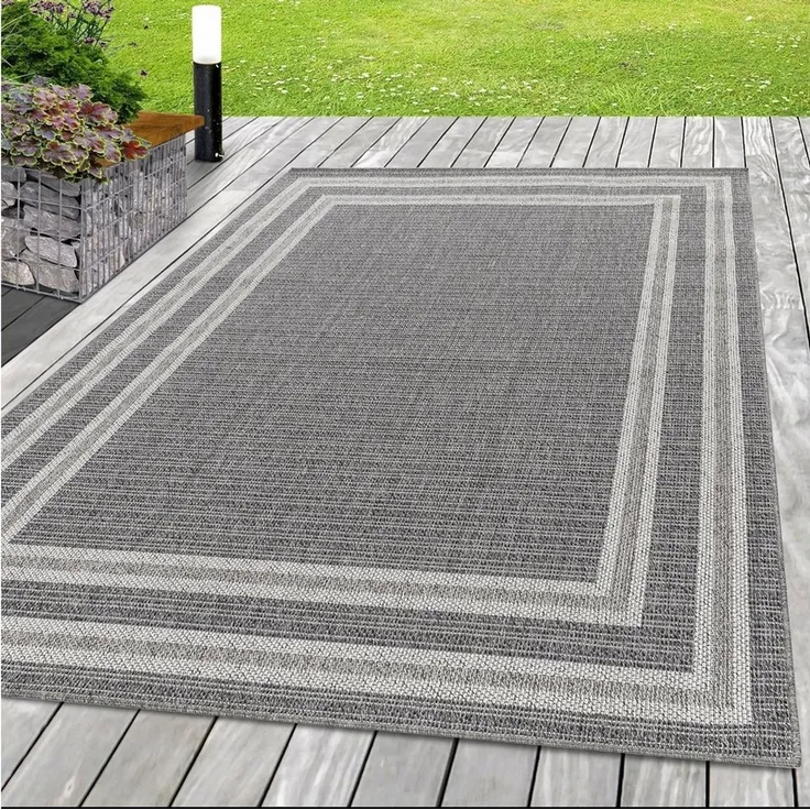 SIMPEX24 Outdoorteppich Bordüre Design, Läufer, Höhe: 7 mm, Outdoor Teppich Bordüre Design Wetterfest für Terrasse Balkon Küche