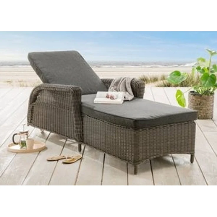 Destiny Gartenliege CASA, Aluminium, Polyrattan, m. Rollen und Auflage, 202x83x58cm, verstellbar – Bild 5