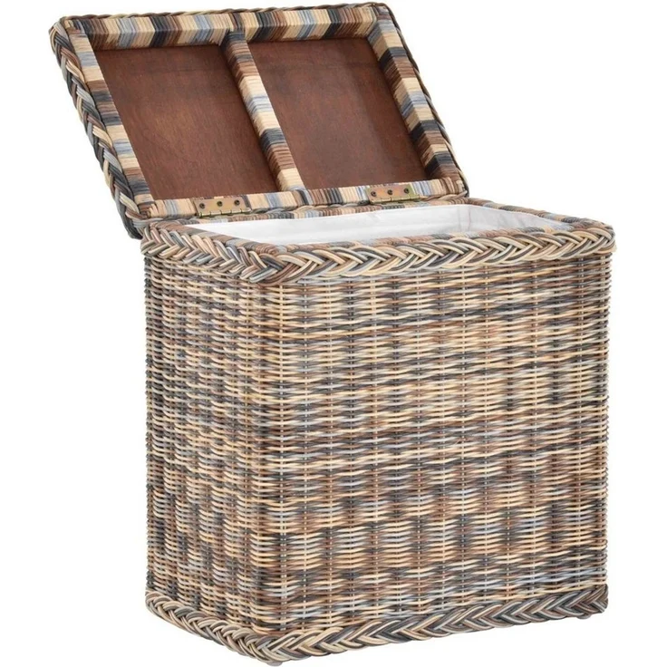 Krines Home Wäschekorb Rattan Wäschebox mit Deckel Wäschetruhe Wäschekorb Wäschesammler, mit Inlett Korb zur Aufbewahrung – Bild 3