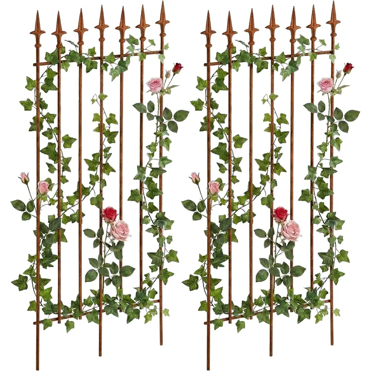 Rankgitter FREYA 2er Set - 50x0,7x100cm, Metall, Antik-Braun | Rankhilfe Kletterpflanzen Gartendekoration – Bild 1