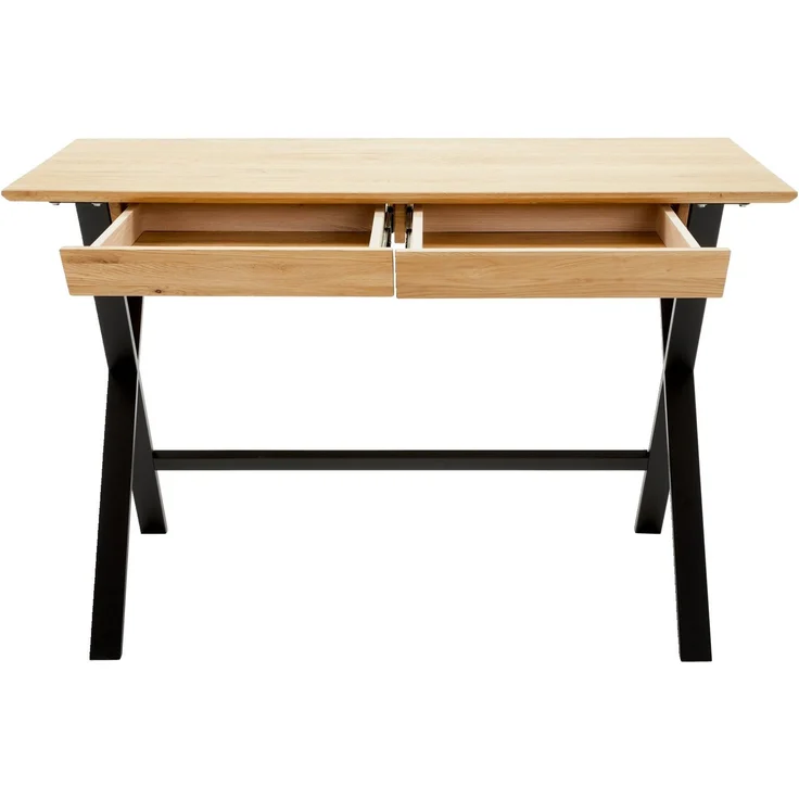 Linea Natura 'BERN' Schreibtisch, Massivholz Eiche, 120 x 76 x 65 cm, mit 2 Schubladen – Bild 6