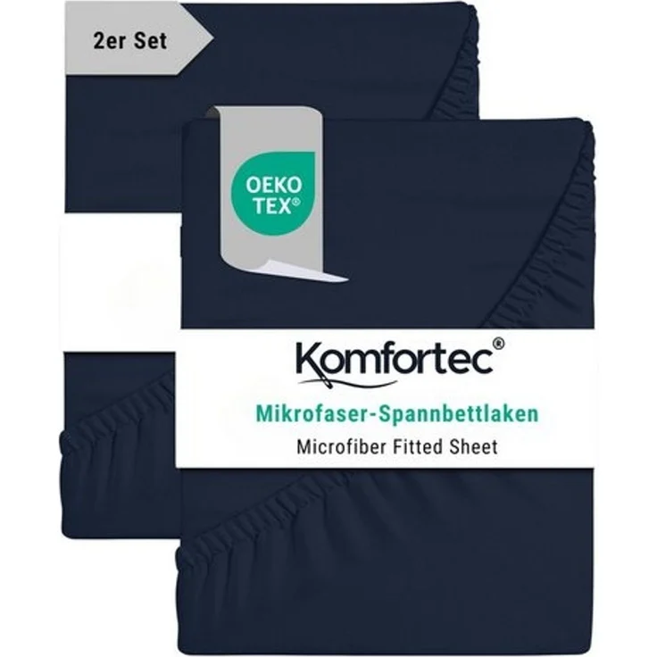 Komfortec Spannbettlaken Boxspringbett bis 15cm - 30cm Matratzenhöhe, Mikrofaser, Gummizug: Rundum, (2 Stück) – Bild 4