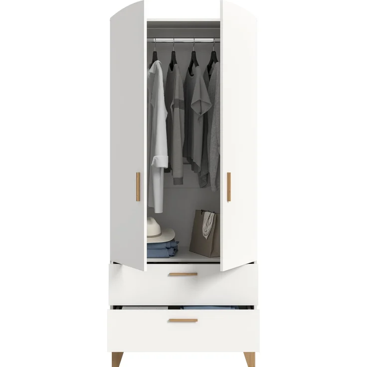 Stella Kleiderschrank 2-türig in weiß – Bild 4