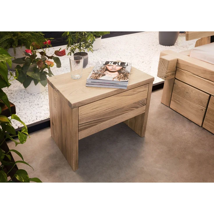 Nachttisch Wildeiche 50x35x40 bianco geölt JANGALI #119 – Bild 2