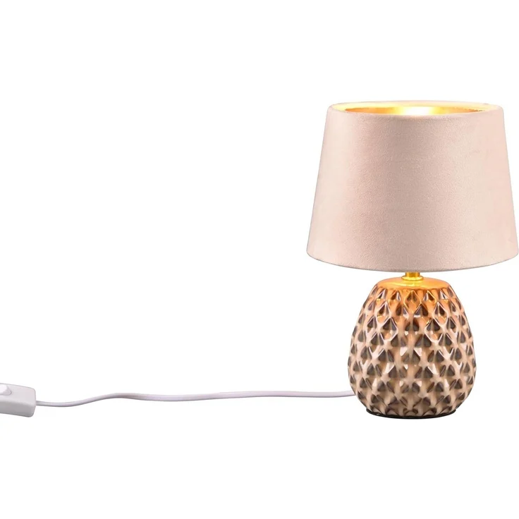 lightling Tischleuchte Arielle, ohne Leuchtmittel, aus Keramik, mit Schnurschalter, Schirm aus Samt, E14 – Bild 5