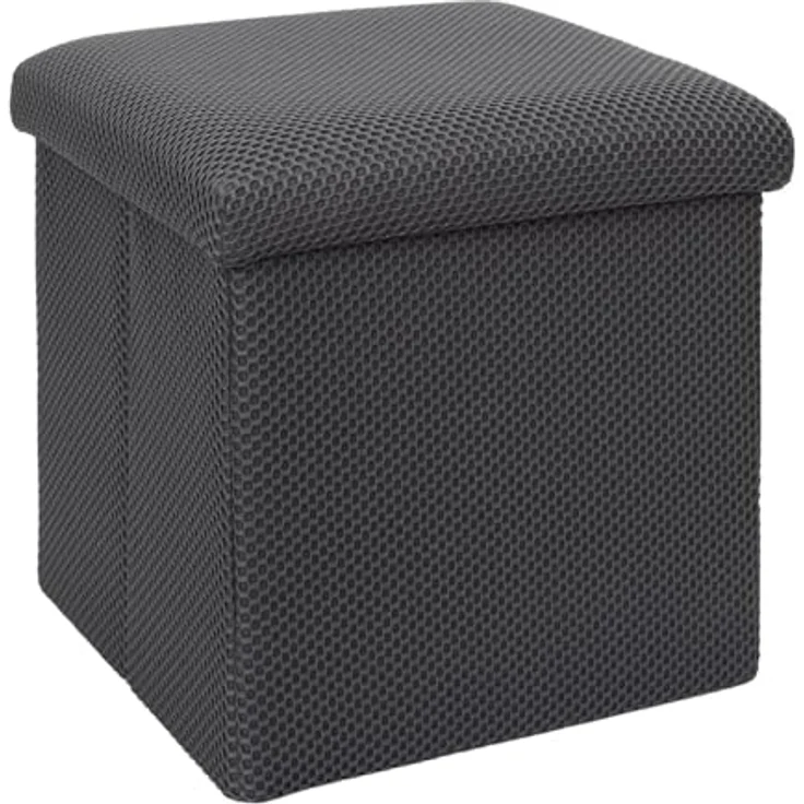 HOME DECO FACTORY, HD0508, Faltbare Ottomane-Truhe, multifunktional, modernes Design, praktische Aufbewahrung und optimaler Komfort, ideal für kleine Räume, 38 cm, Dunkelgrau – Bild 1