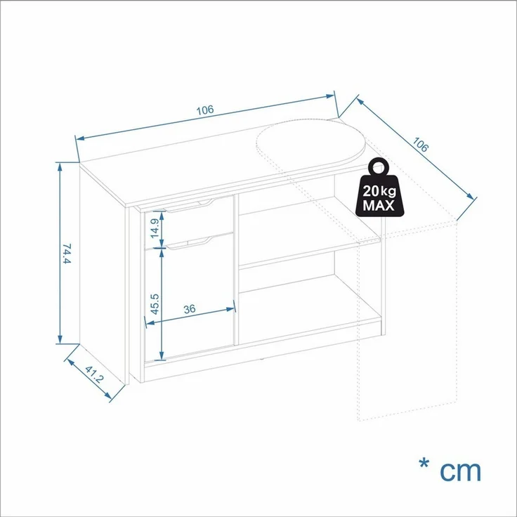 KOMTO Schreibtisch KOMTO Schreibtisch mit Stauraum – PC Tisch, Tisch FOLDY 128x60x75 cm – Bild 3