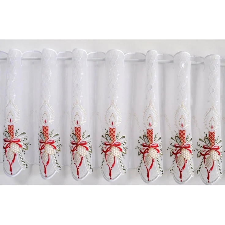 Stickereien Plauen Scheibengardine Kerzenschein (1 St), Stangendurchzug, transparent, Voile, mit echter Plauener Spitze Stickerei – Bild 2