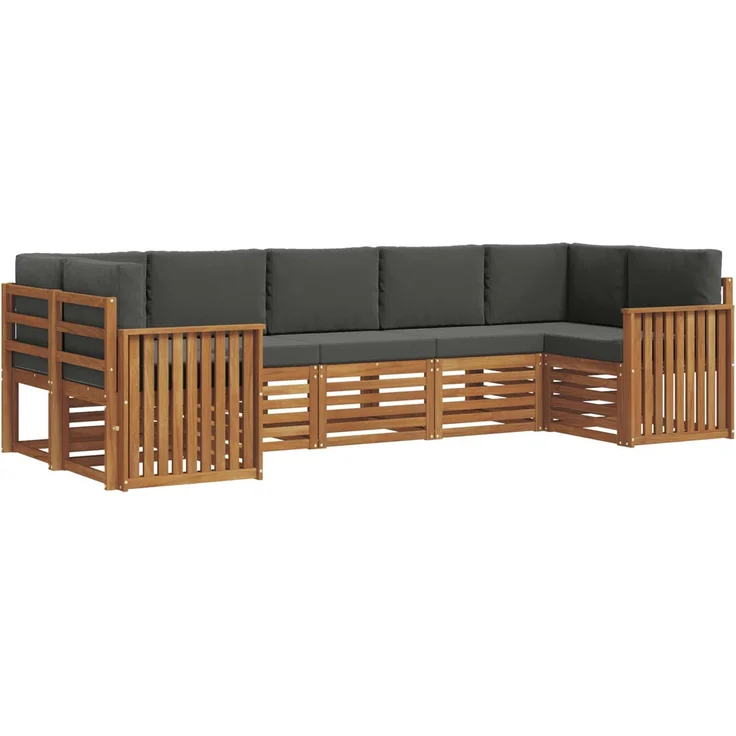 vidaXL Outdoor-Sofagarnitur 7 stk. 7-Sitzer Natur und Anthrazit 3375407 – Bild 2