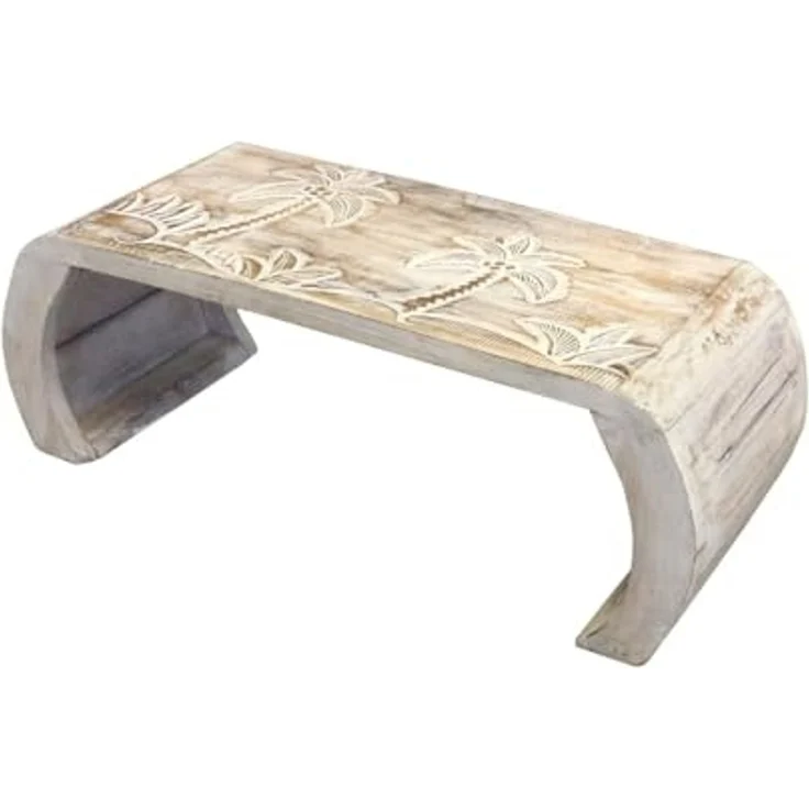 Oriental Galerie Beistelltisch Beitelltisch Brückentisch Palmen Natur Weiß Mittel, Nachttisch, Couchtisch, Laptoptisch – Bild 1