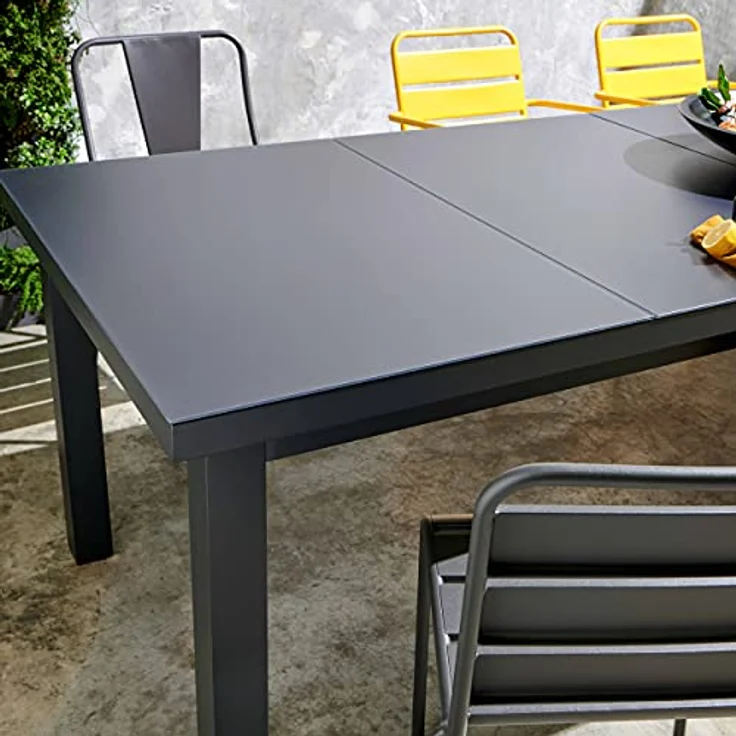 Oviala Ausziehbarer Gartentisch, Rechteckig, Grau, Metall, 100x76x320 cm, Platz für 8-12 Personen, Wetterfest und Pflegeleicht – Bild 8