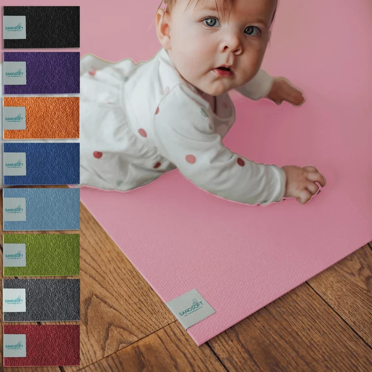 Krabbelmatte Sanosoft 60x100cm Rosa | Öko-Tex und in Deutschland produziert - beidseitig rutschfeste Krabbelunterlage – Bild 5