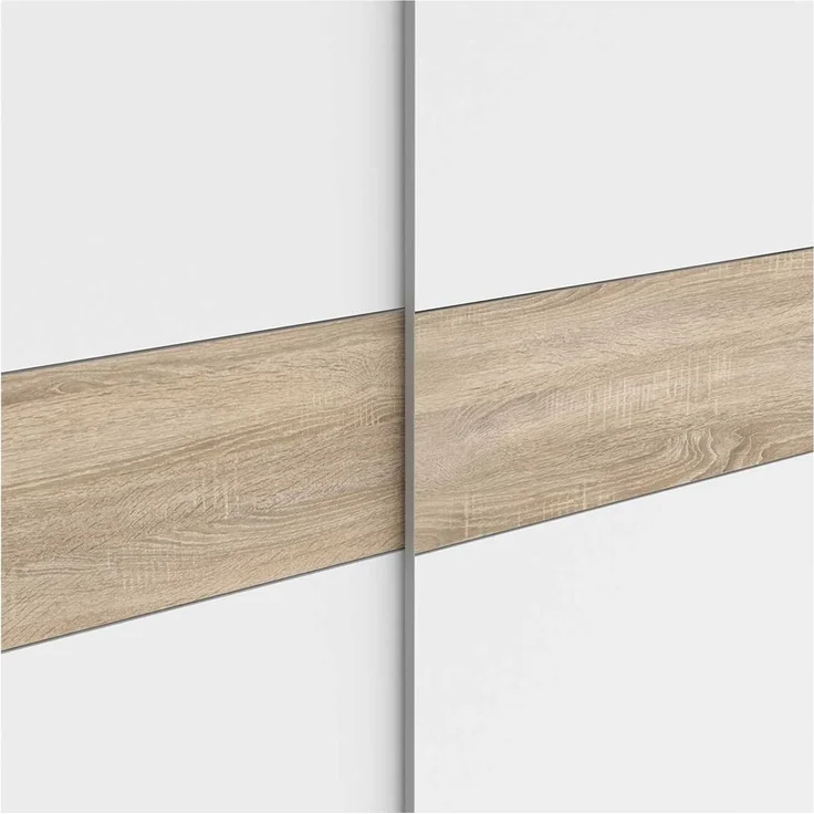 FORTE 'Nigel / Longline' Schwebetürenschrank, Holzwerkstoff Weiß/Holzfarben, 170 x 191 x 61 cm – Bild 7