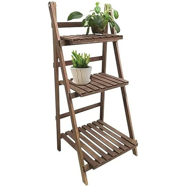 sesua Pflanzentreppe Pflanztreppe Holz klappbar 3 Ebenen 99,5 cm Blumentreppe Blumenleiter (1 St) – Bild 2