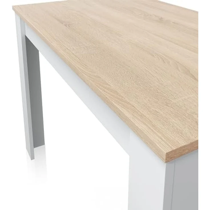 Habitdesign, Beistelltisch, Esstisch oder Fester Küchentisch, für bis zu 4 Personen, modernes Design in Arktisweiß und kanadischer Eiche, Maße: 109 x 78 x 67 cm (Breite x Höhe x Tiefe), Modell Cloe – Bild 5