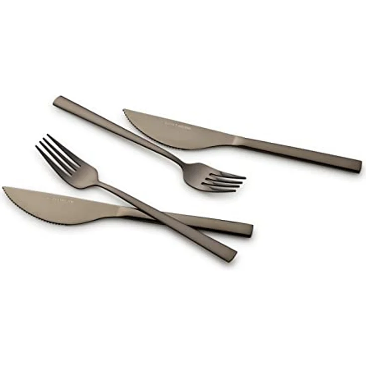 Echtwerk Pizzabesteck, Schwarz, 8-teiliges Set mit ergonomischem Griff, rostfrei und lebensmittelecht, 23 cm – Bild 2